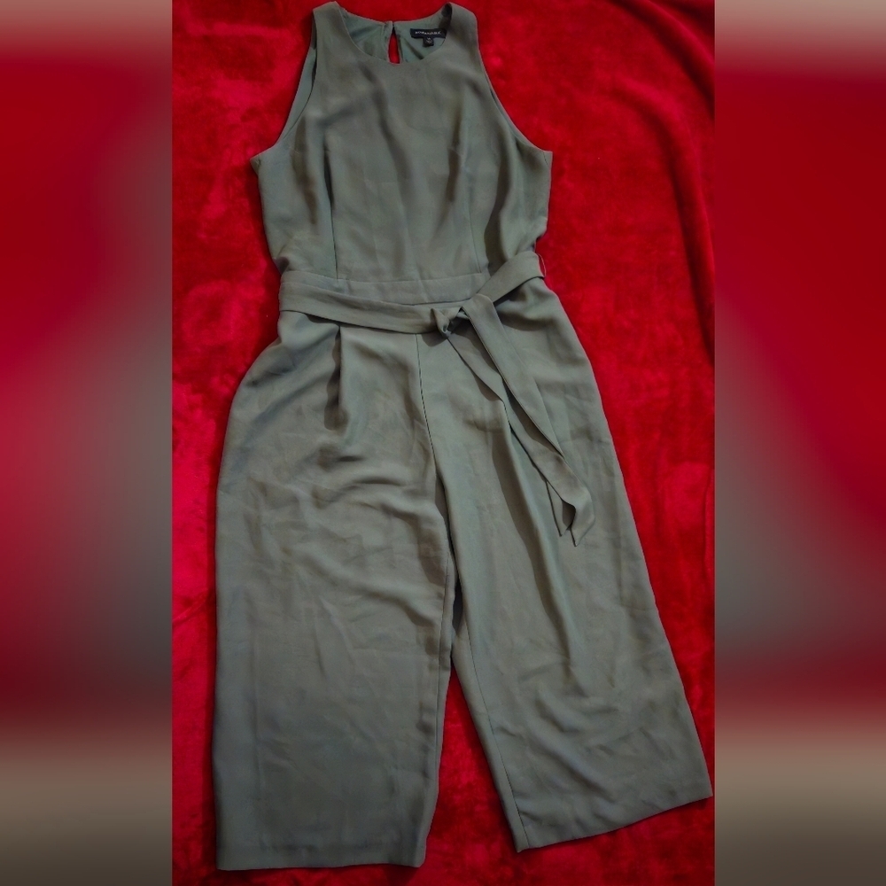 Banana Republic Olive Green Sleeveless Cropped Jumpsuit - Size 14